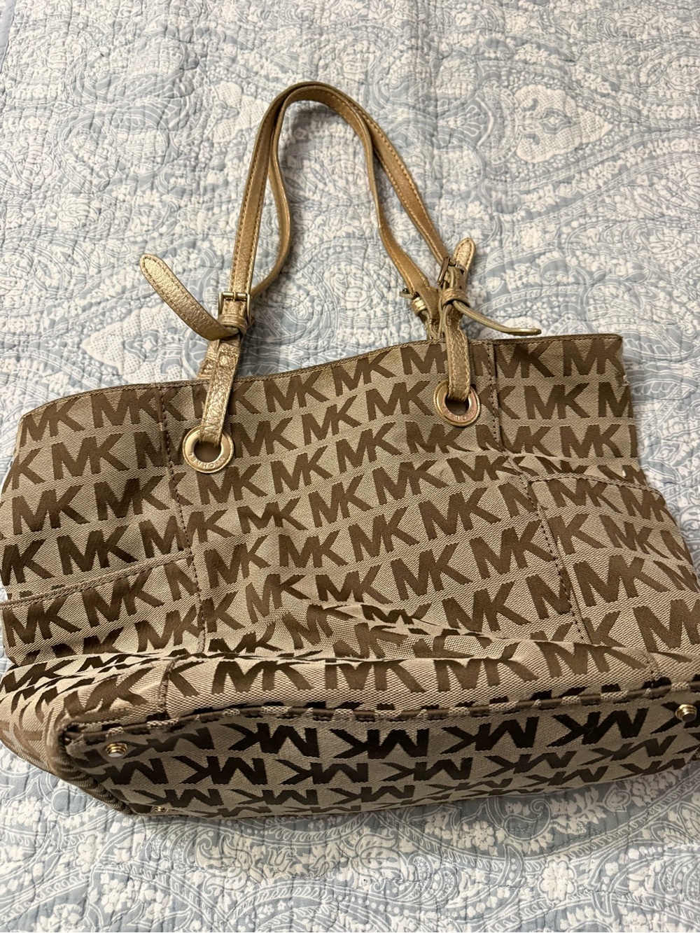 Michael Kors Brown and Tan MK Logo Tote